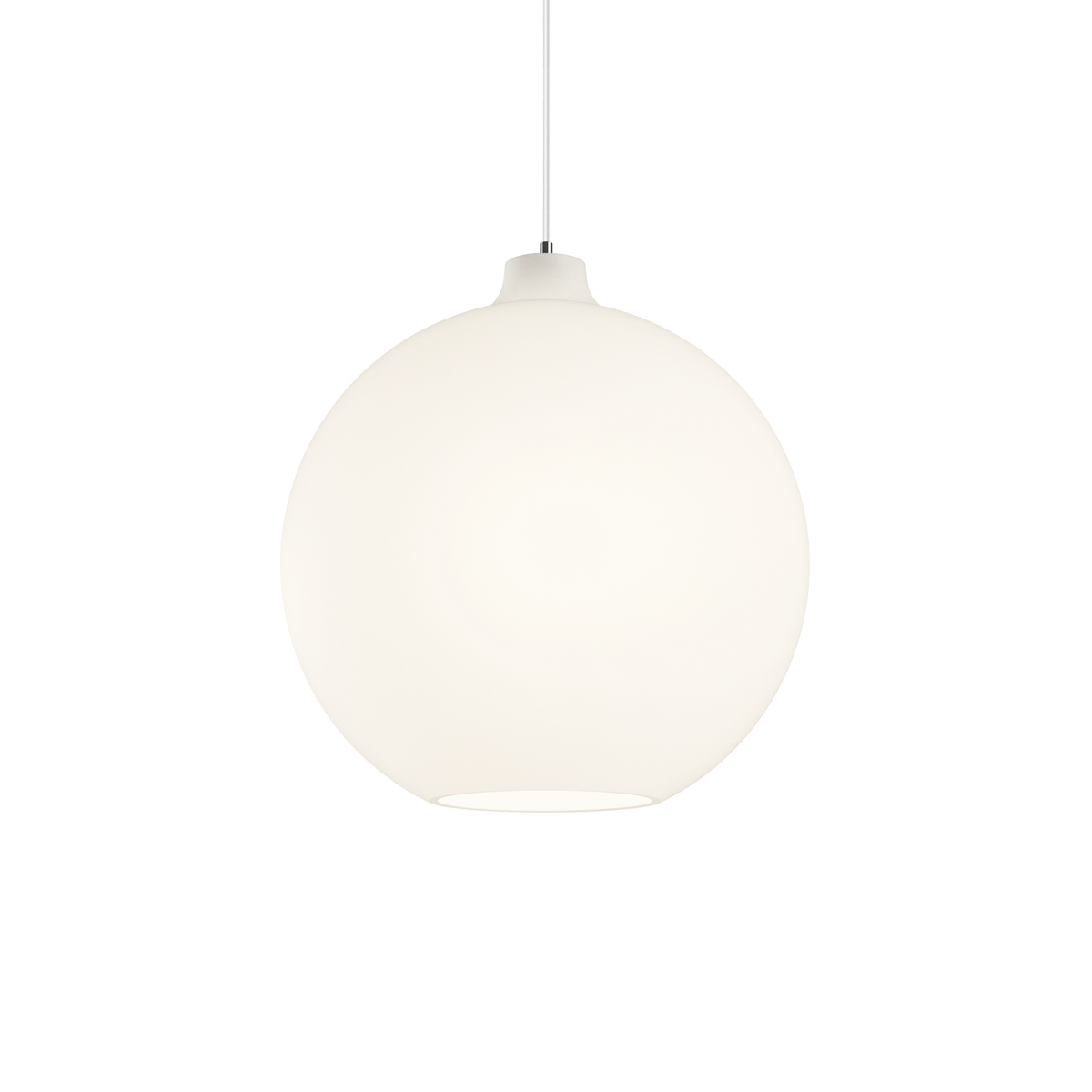 Wohlert Pendant Ø 350 by Vilhelm Wohlert for Louis Poulsen in matt white opal glass with brushed steel fitting