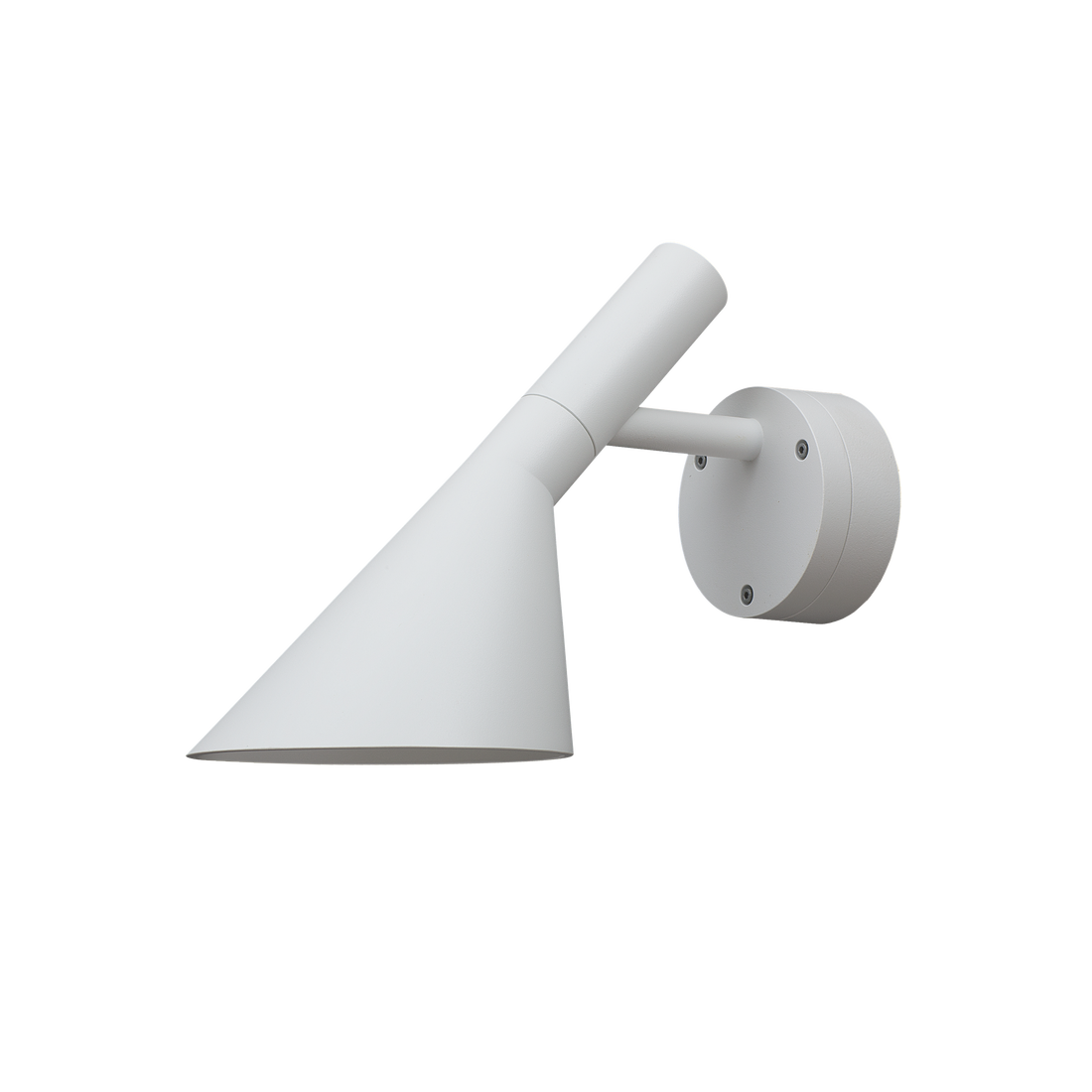 AJ 50 Outdoor Wall Lamp in white texture with its angled die-cast aluminium shade