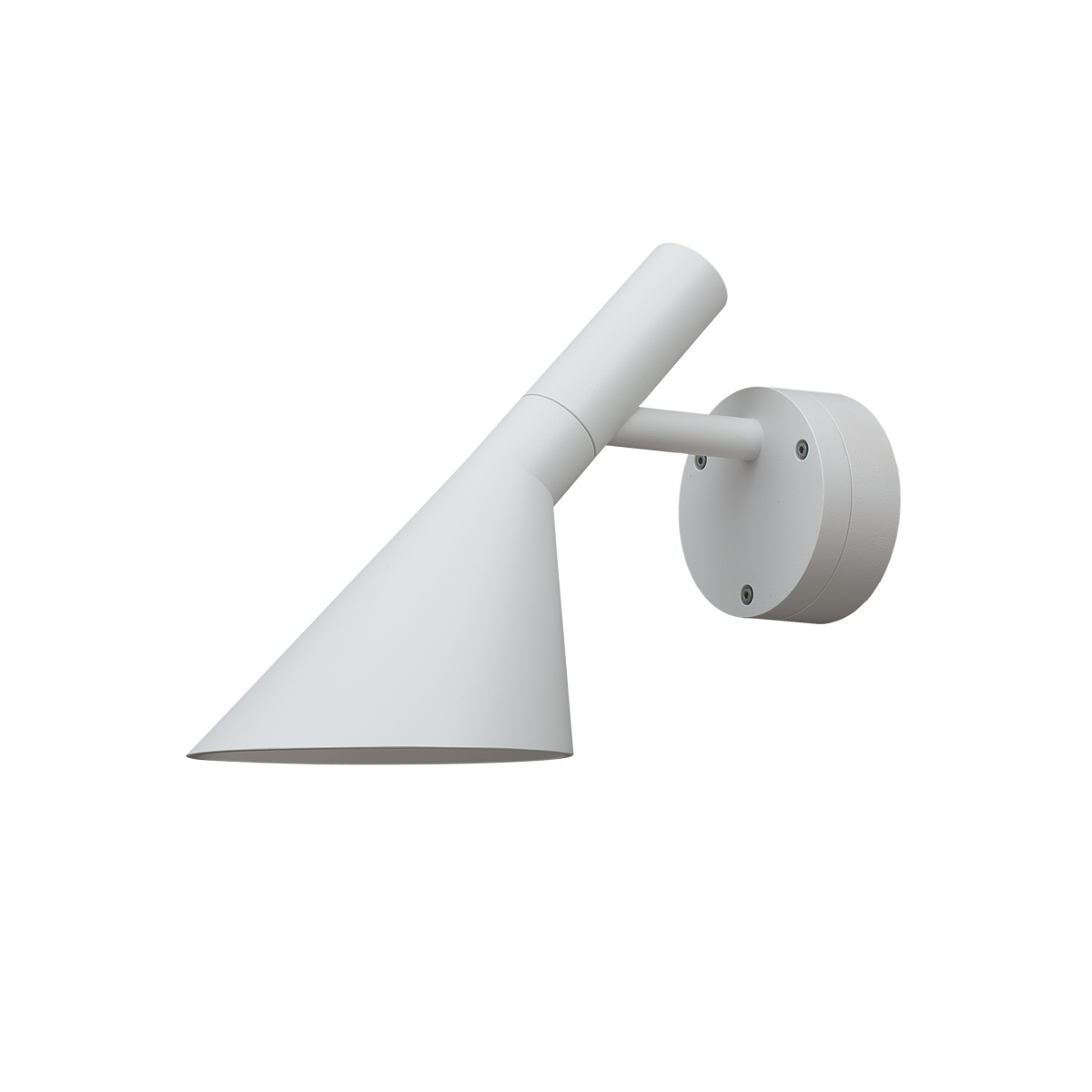 AJ 50 Outdoor Wall Lamp in white texture with its angled die-cast aluminium shade