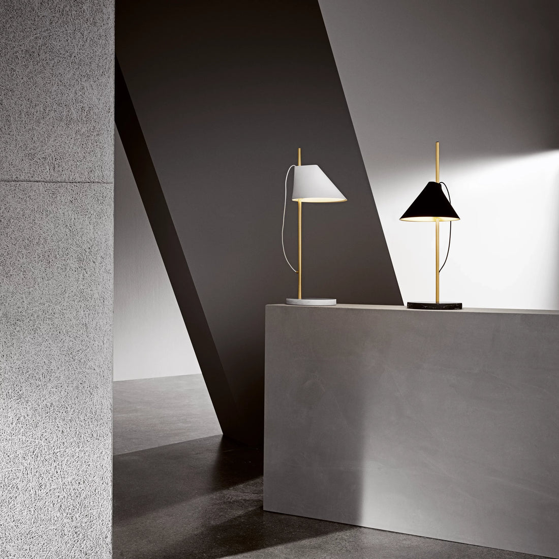 Yuh table, floor and wall lamps by GamFratesi for Louis Poulsen in a Copenhagen interior
