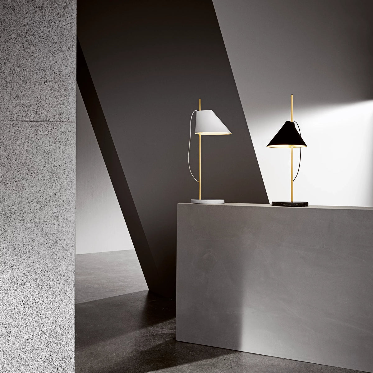 Yuh table, floor and wall lamps by GamFratesi for Louis Poulsen in a Copenhagen interior