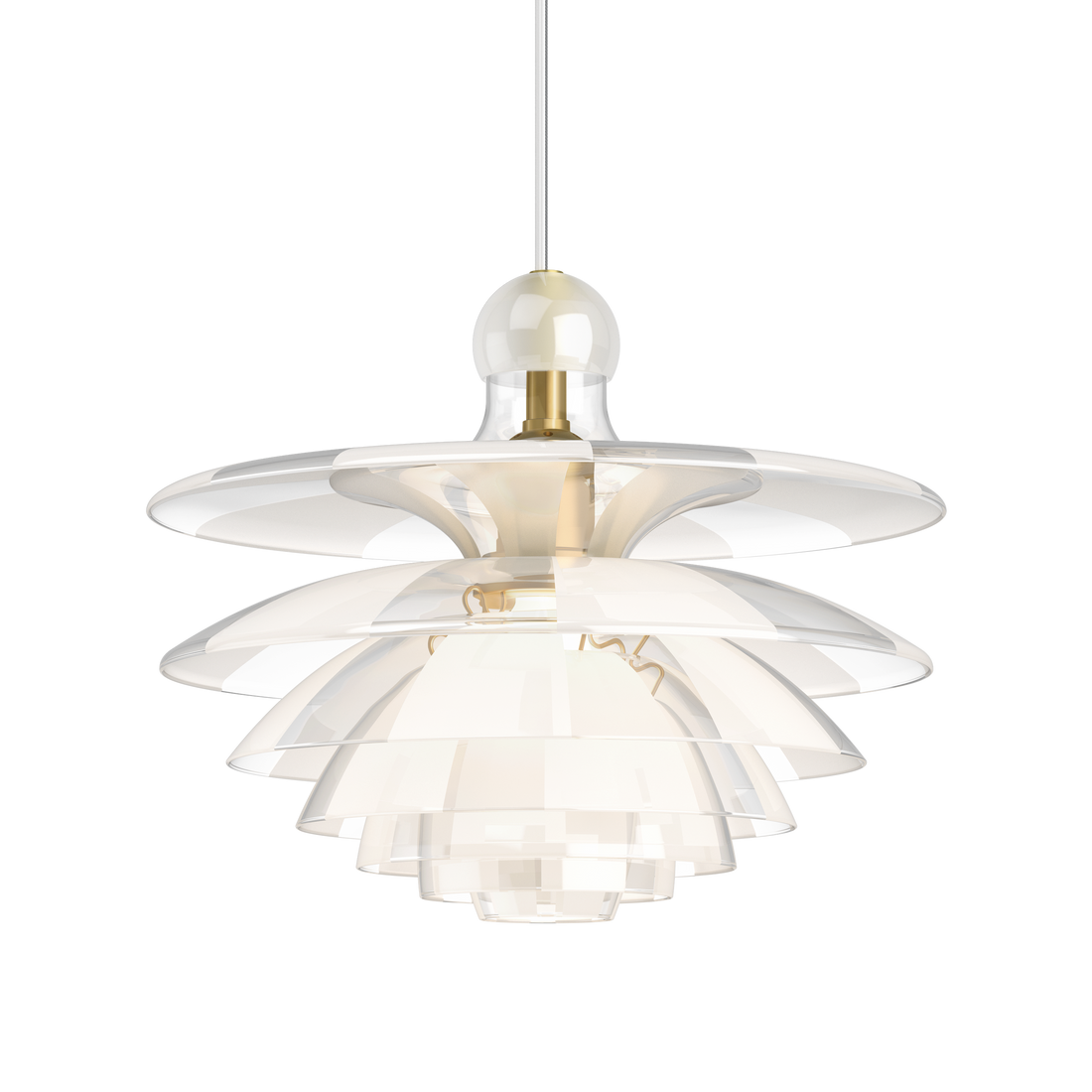 PH Septima pendant by Louis Poulsen with seven layered clear and sandblasted glass shades