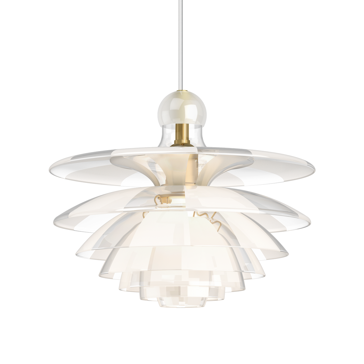 PH Septima pendant by Louis Poulsen with seven layered clear and sandblasted glass shades