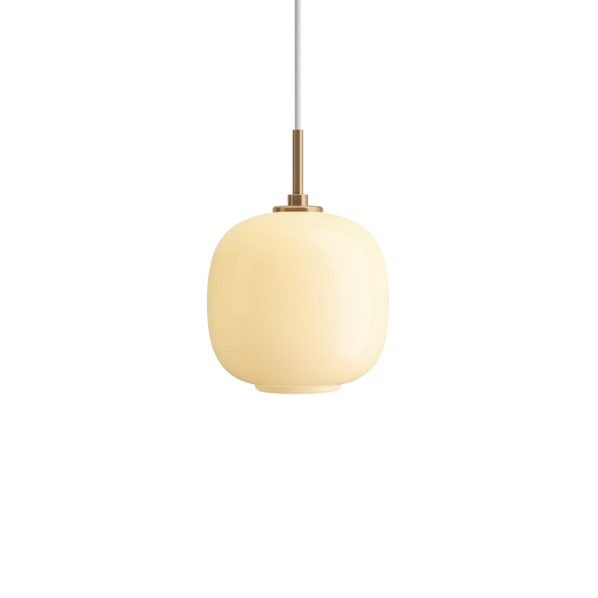 VL 45 Radiohus Pendant in pale yellow mouth-blown glass with a brushed brass fitting