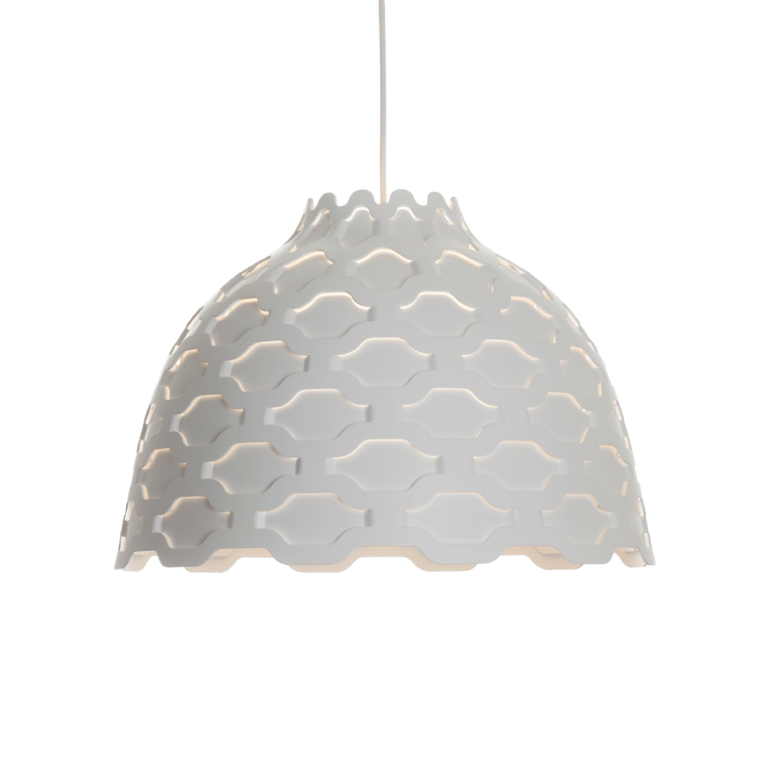 LC Shutters Pendant by Louise Campbell for Louis Poulsen, white punched aluminium bell shade