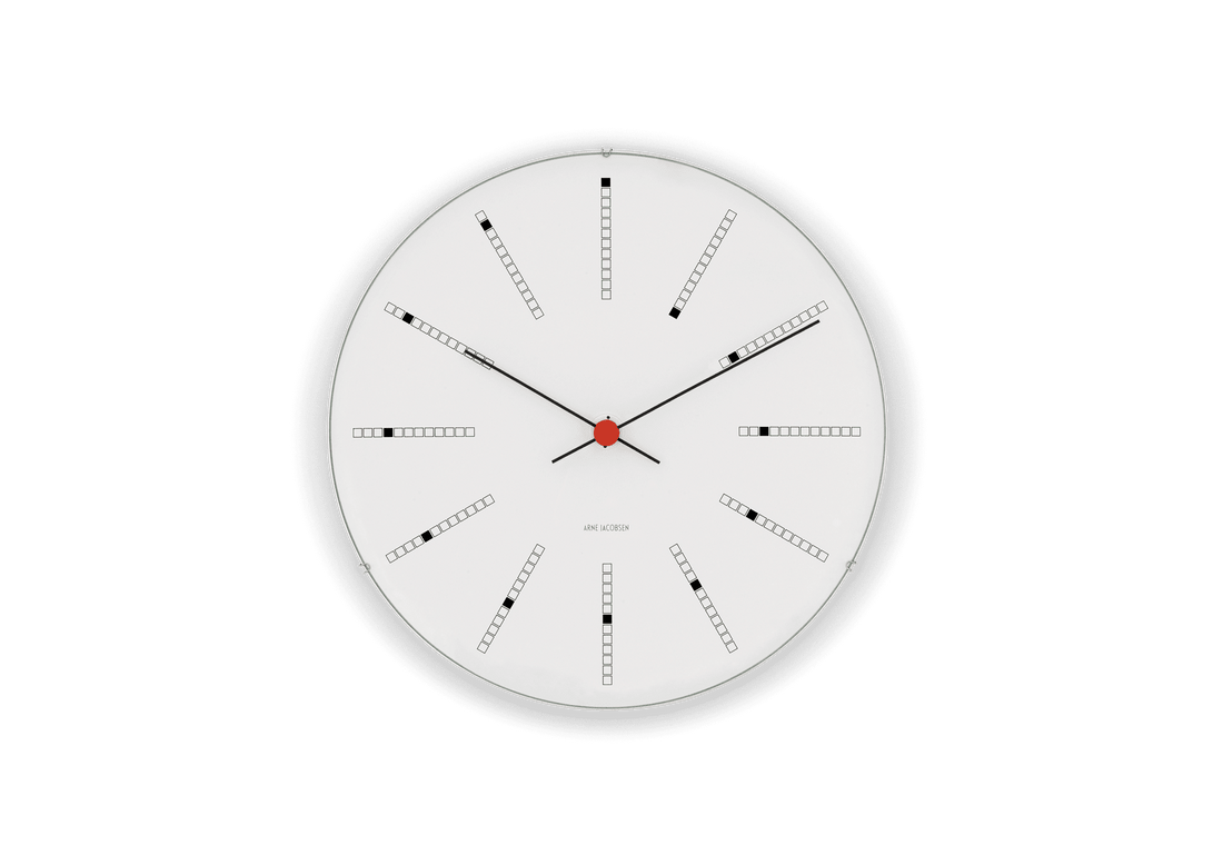 Arne Jacobsen Bankers wall clock Ø48 cm in white, black and red