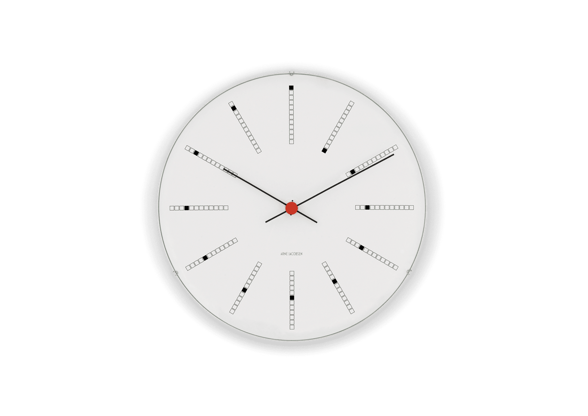Arne Jacobsen Bankers wall clock Ø48 cm in white, black and red