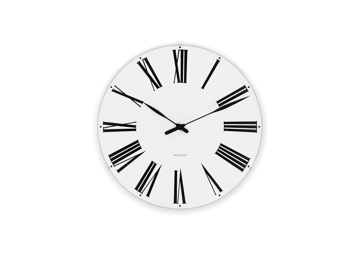 Arne Jacobsen Roman wall clock Ø48 cm with white dial and black Roman numerals