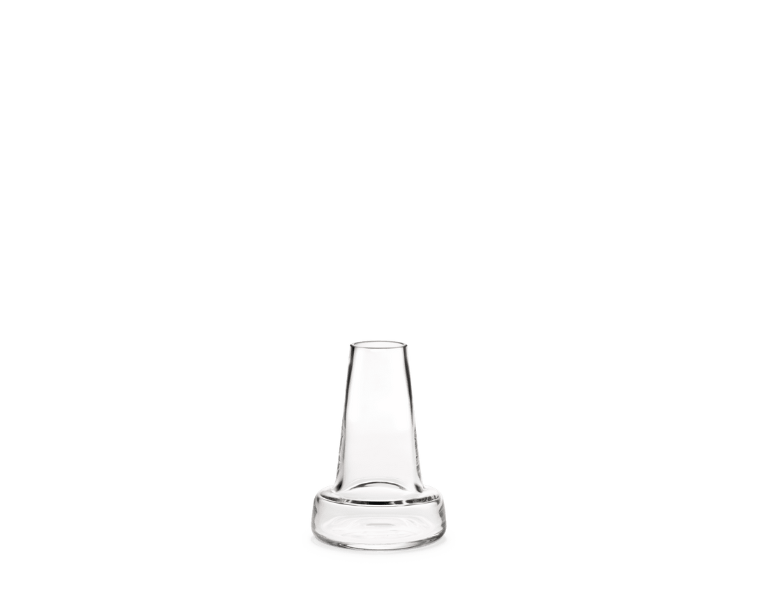 Holmegaard Flora vase with long neck in clear mouth-blown glass, 24 cm tall