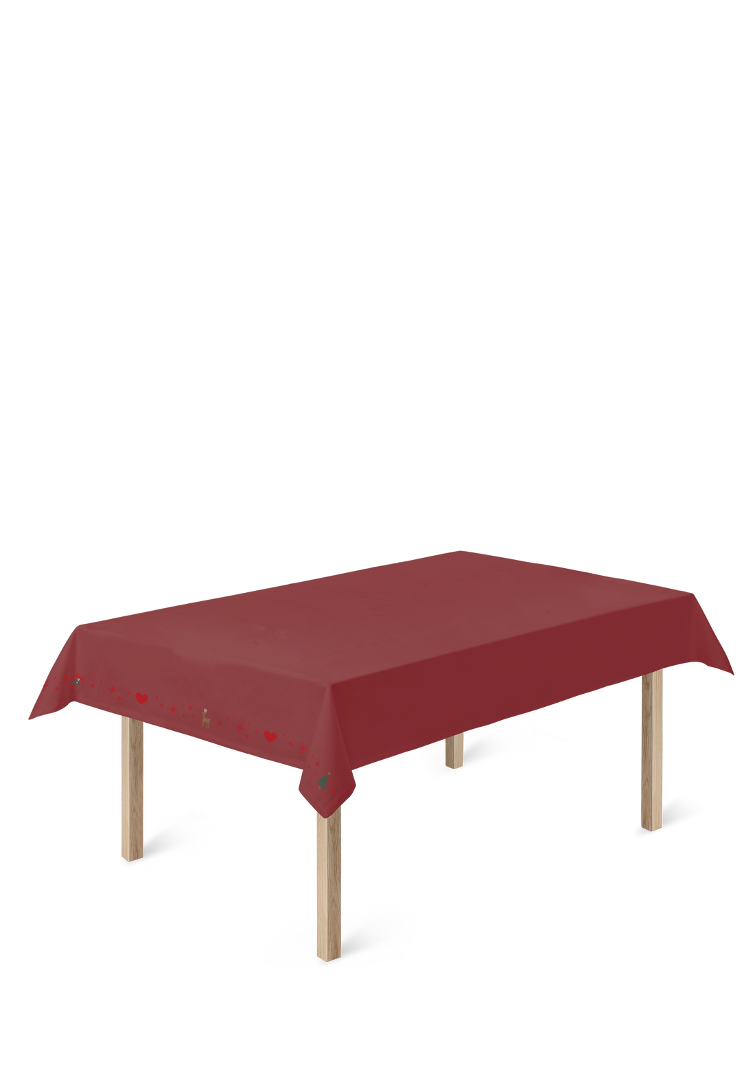 Juna Christmas Fable embroidered tablecloth in red, 150x270 cm