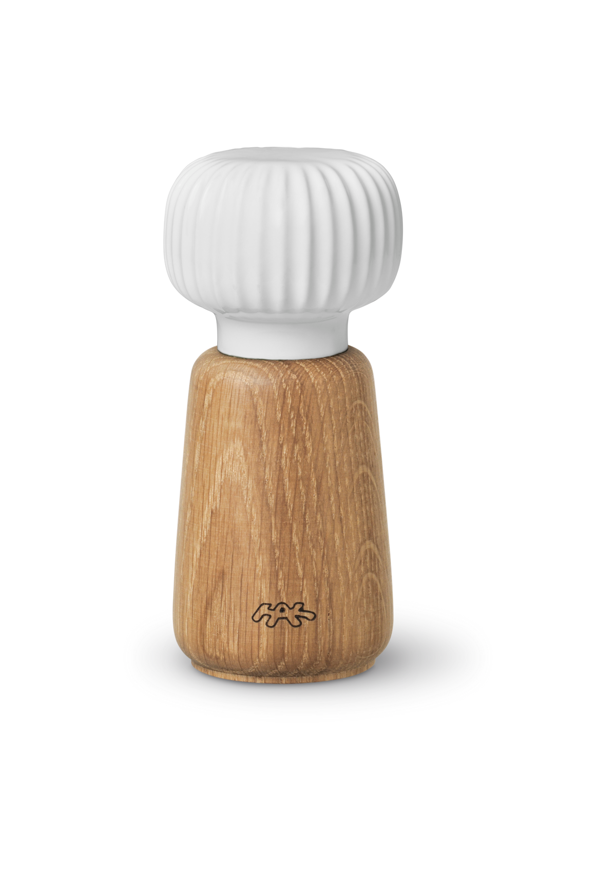 Hammershøi Grinder H14 cm in white grooved ceramic with a knob on top