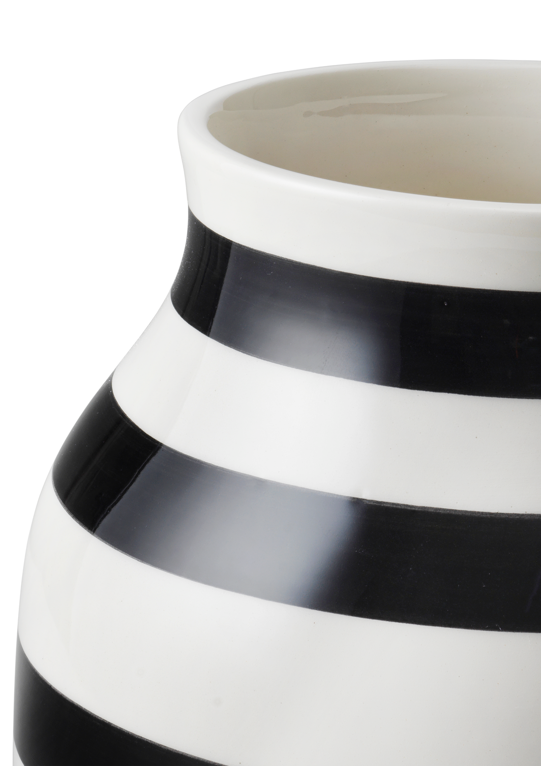 Kähler Omaggio Vase H20 cm in black faience with hand-painted horizontal stripes