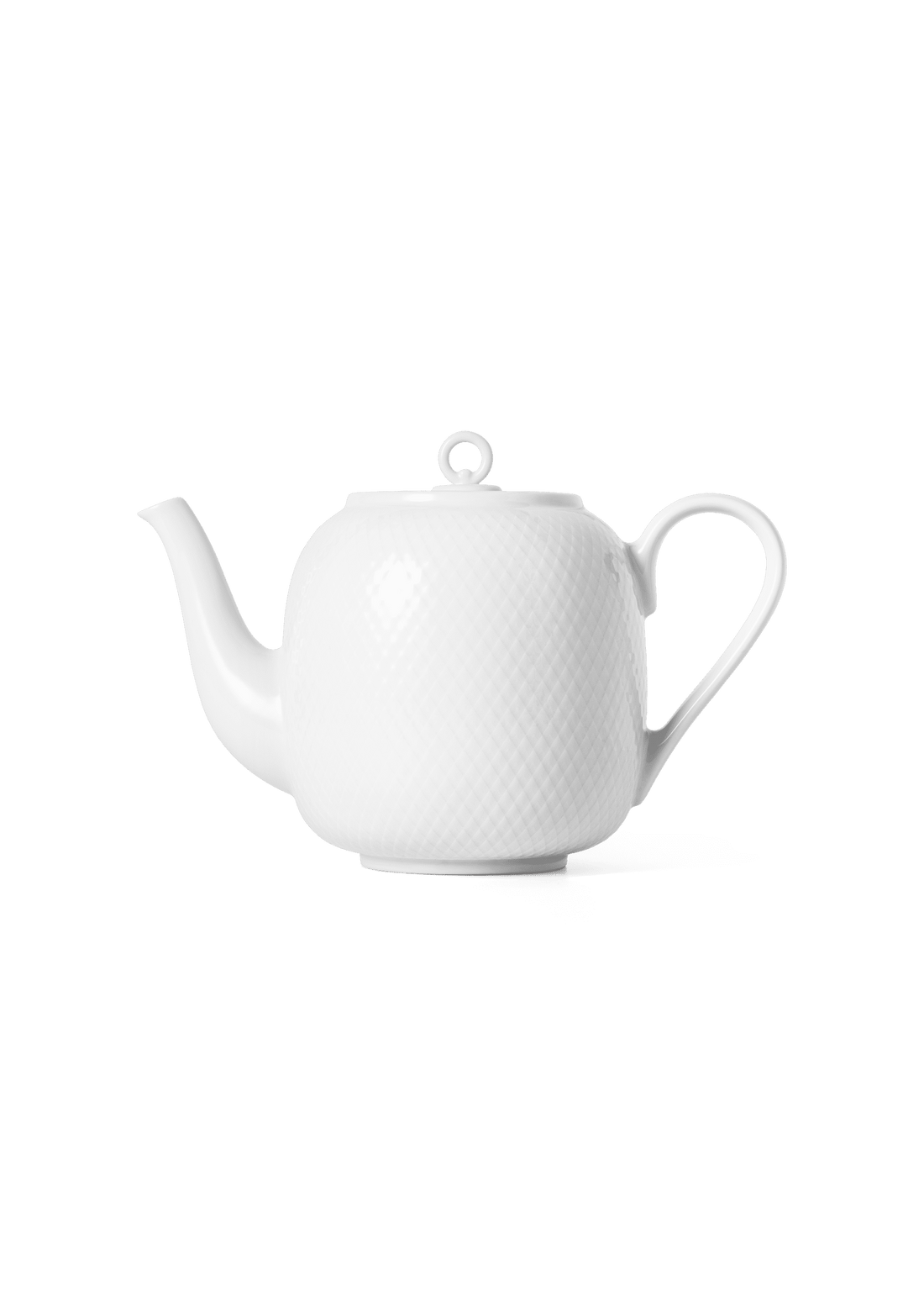 White Rhombe porcelain teapot 1.9 l by Lyngby Porcelæn with raised rhombus relief
