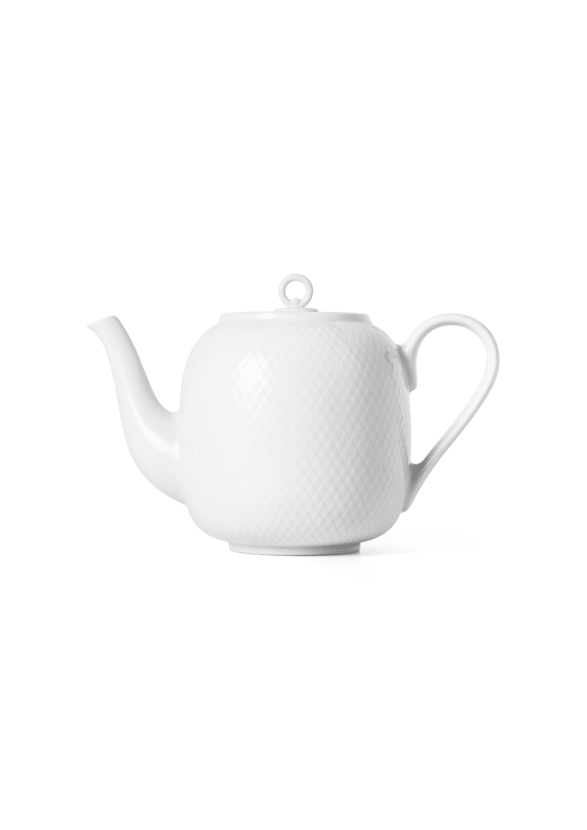 White Rhombe porcelain teapot 1.9 l by Lyngby Porcelæn with raised rhombus relief