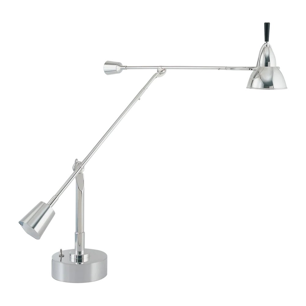 EB 27 Buquet table lamp by TECNOLUMEN in nickel-plated brass with counterweighted double arm