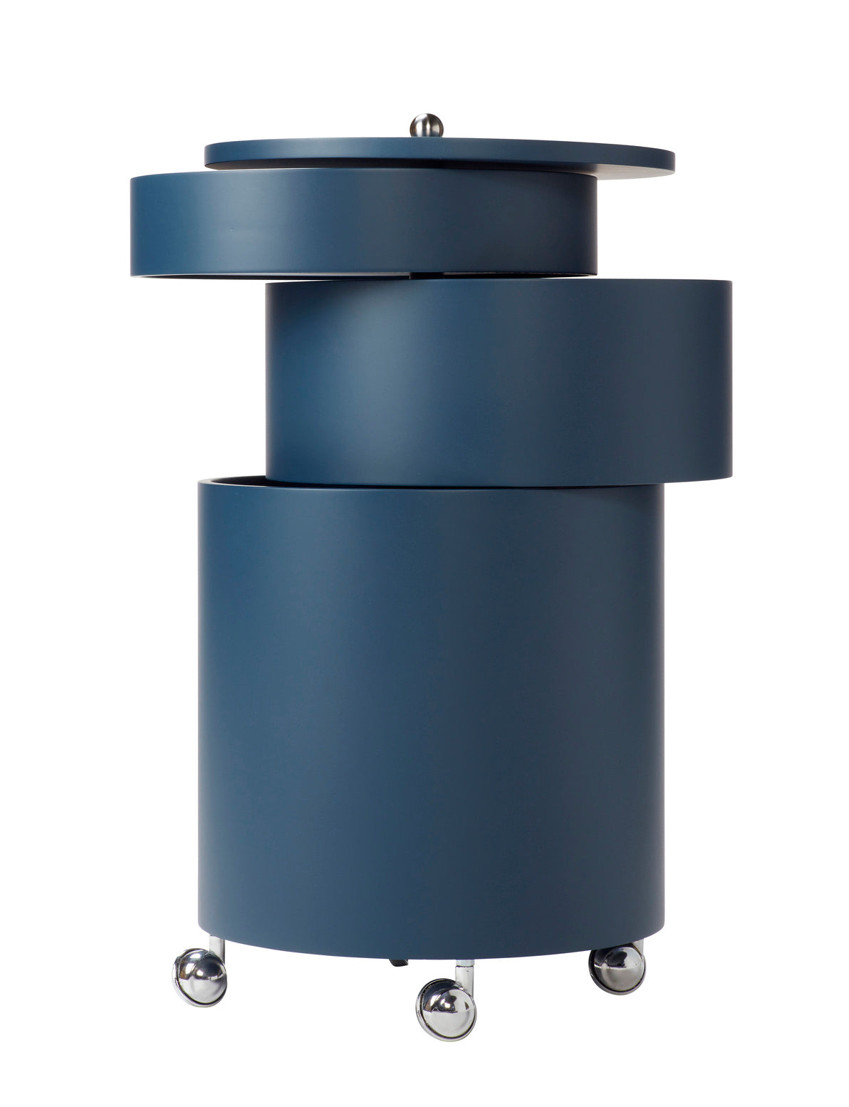 VERPAN Barboy by Verner Panton in blue with three round drawers open