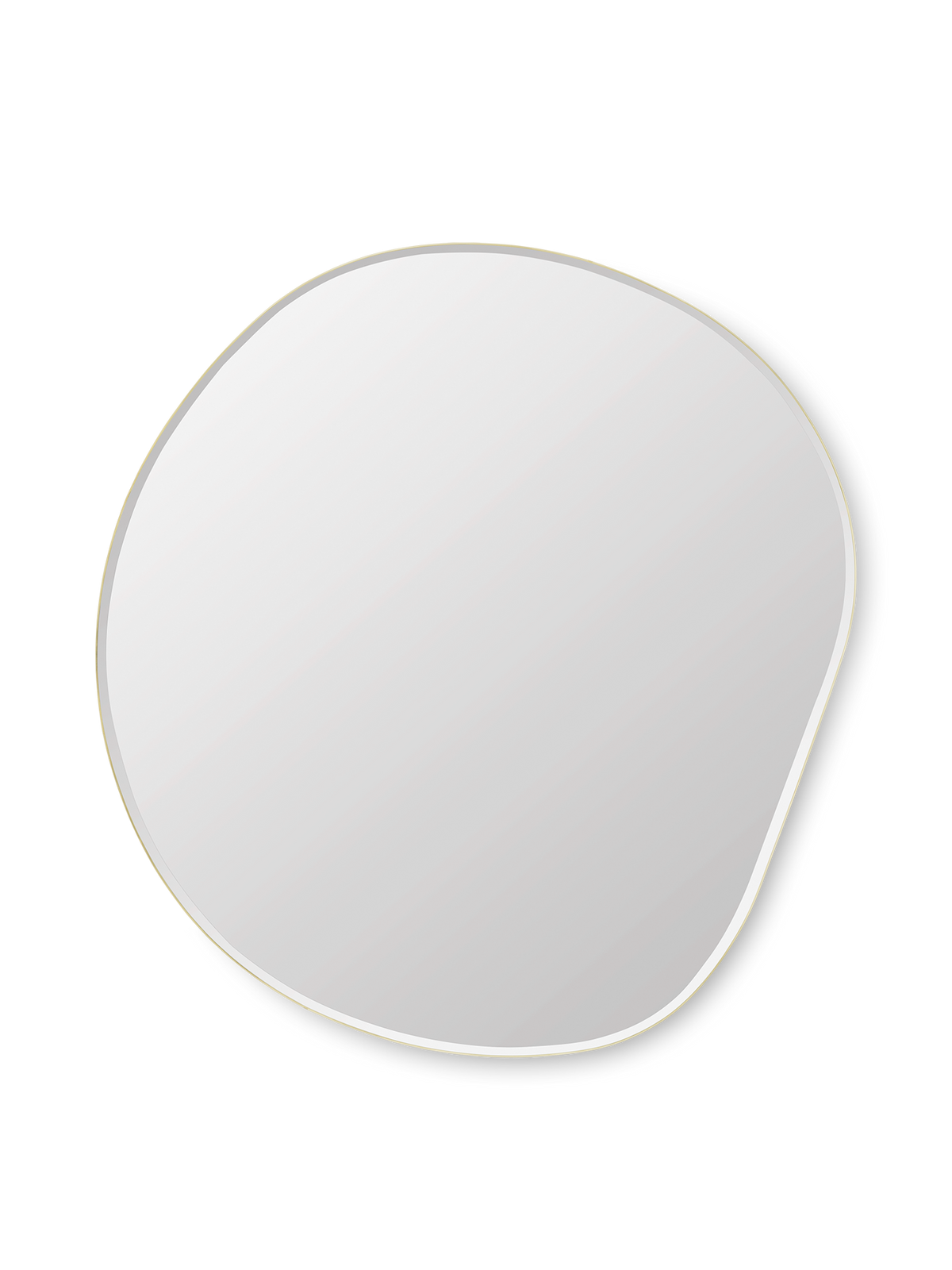 ferm LIVING Pond Mirror XL in Brass, an oversized organic wall mirror with a slim brass frame