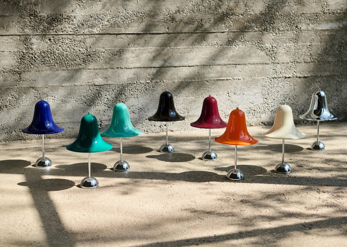 VERPAN Pantop lamps with bell-shaped shades lit in a light interior