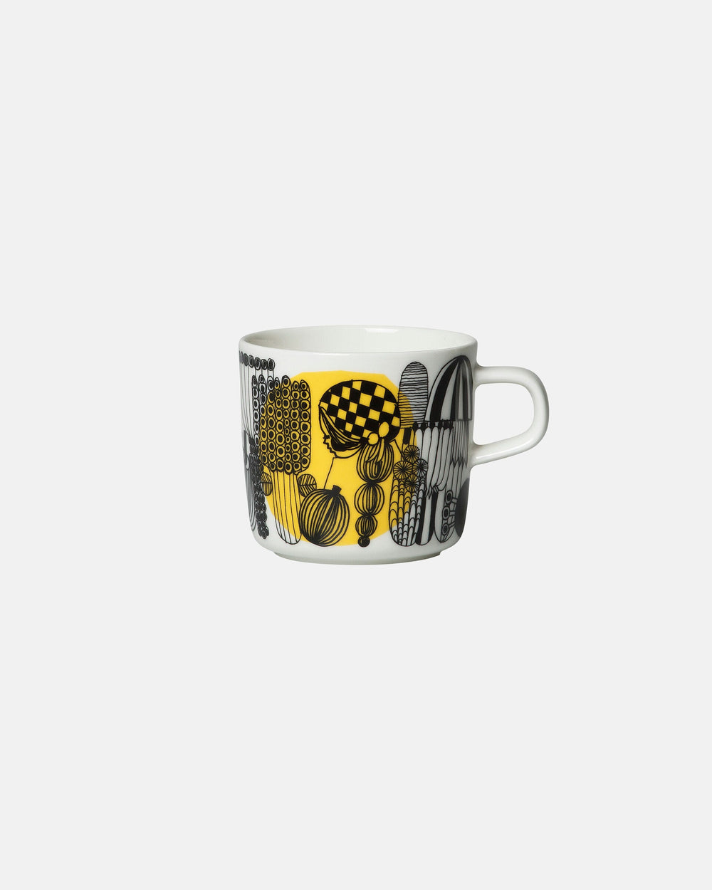 Marimekko Oiva / Siirtolapuutarha Coffee Cup 2 dl – White / Black / Yellow
