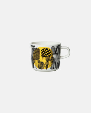 Marimekko Oiva / Siirtolapuutarha Coffee Cup 2 dl – White / Black / Yellow