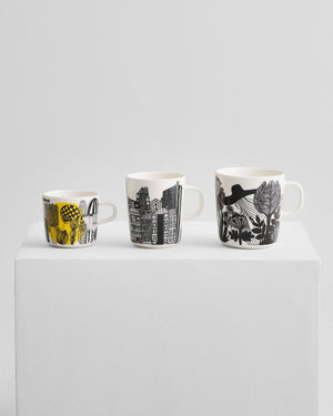 Marimekko Oiva / Siirtolapuutarha Coffee Cup 2 dl – White / Black / Yellow