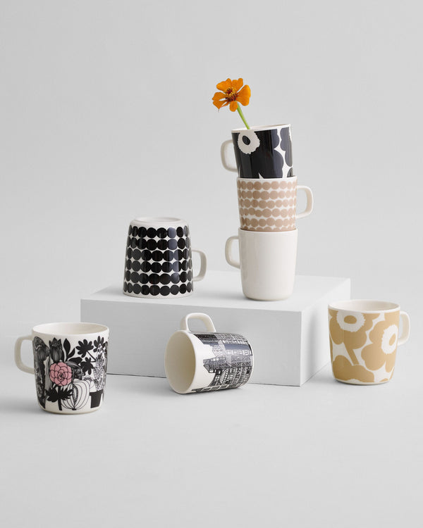 Marimekko Oiva / Unikko Mug 4 dl – White / Beige