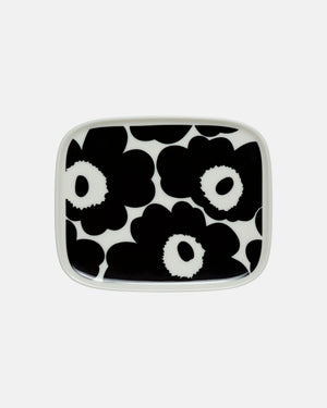 Marimekko Oiva / Unikko Plate 15 x 12 cm – White / Black