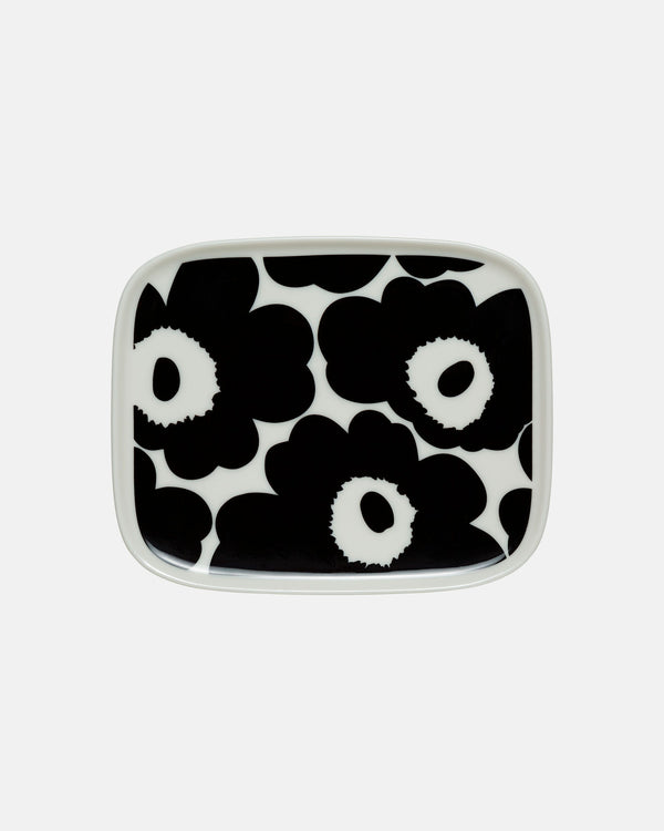 Marimekko Oiva / Unikko Plate 15 x 12 cm – White / Black
