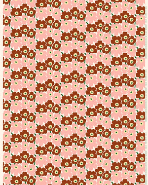 Marimekko Mini Unikko Cotton Fabric – Natural White / Pink / Chestnut / Green (071270)