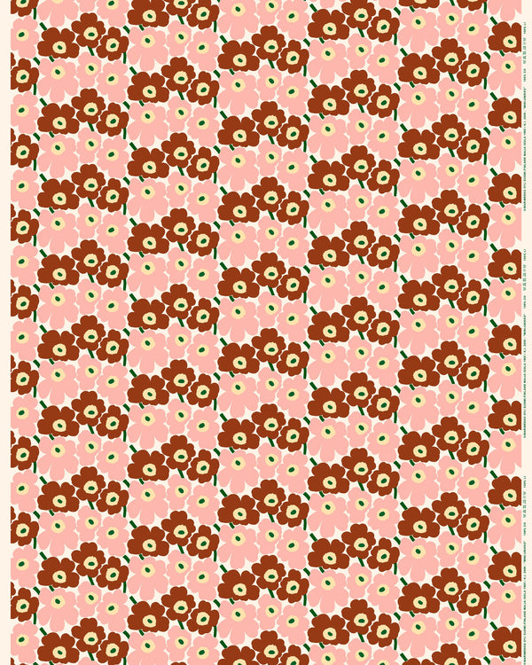 Marimekko Mini Unikko Cotton Fabric – Natural White / Pink / Chestnut / Green (071270)