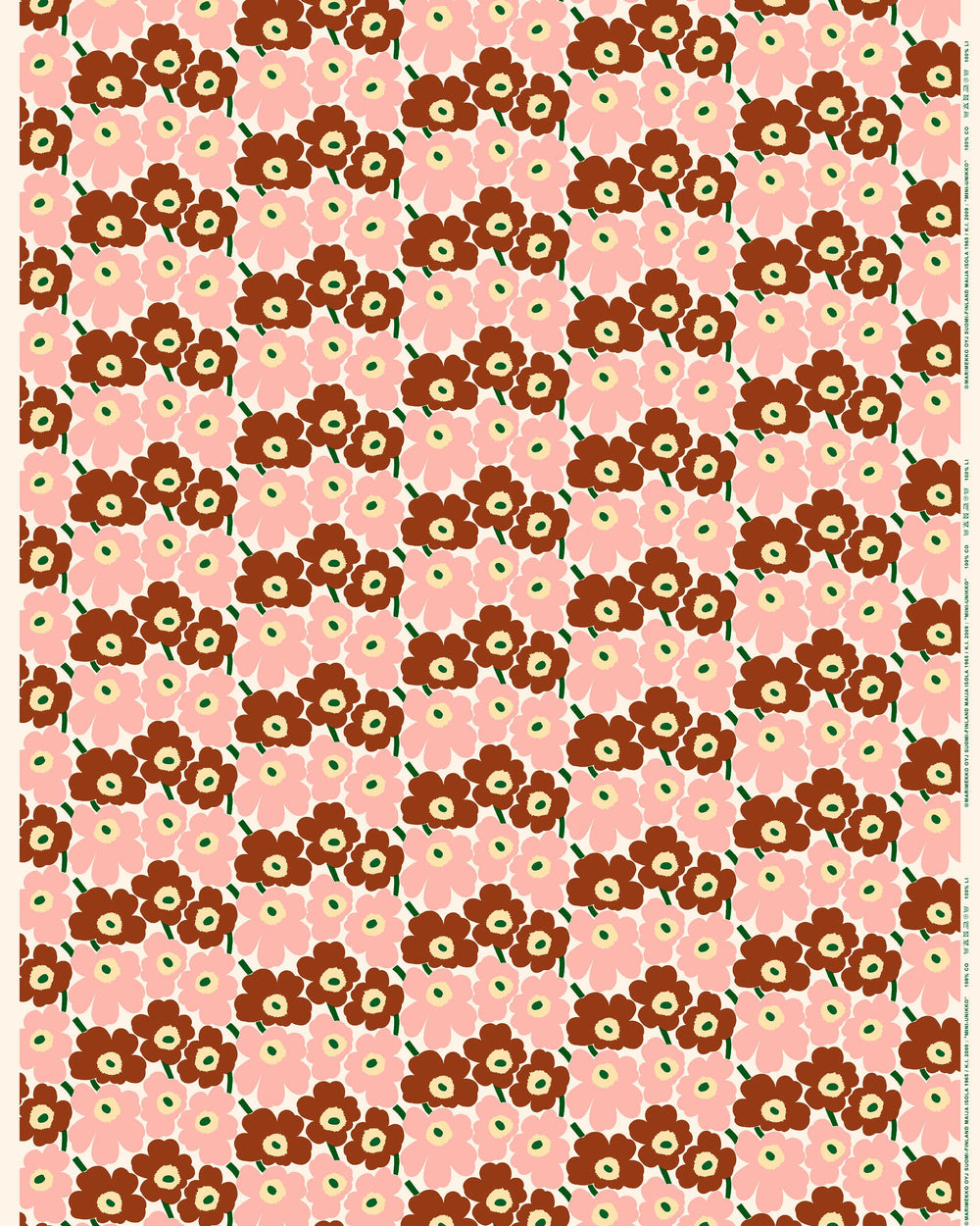 Marimekko Mini Unikko Cotton Fabric – Natural White / Pink / Chestnut / Green