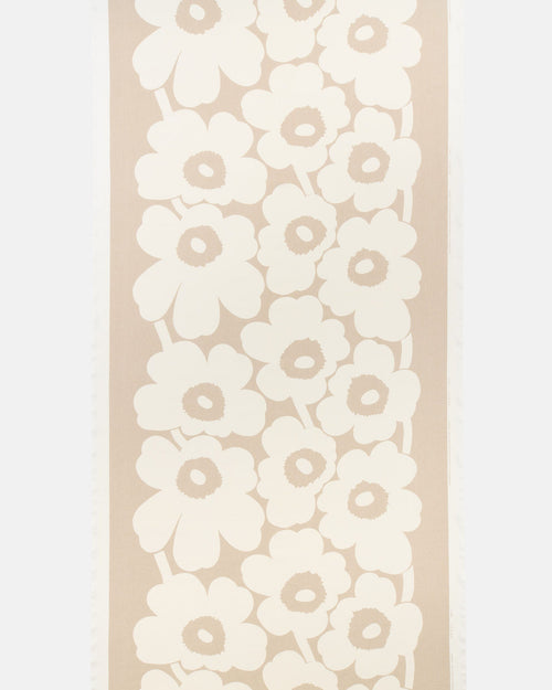 Marimekko Unikko Linen Fabric – Light Grey / Off-White