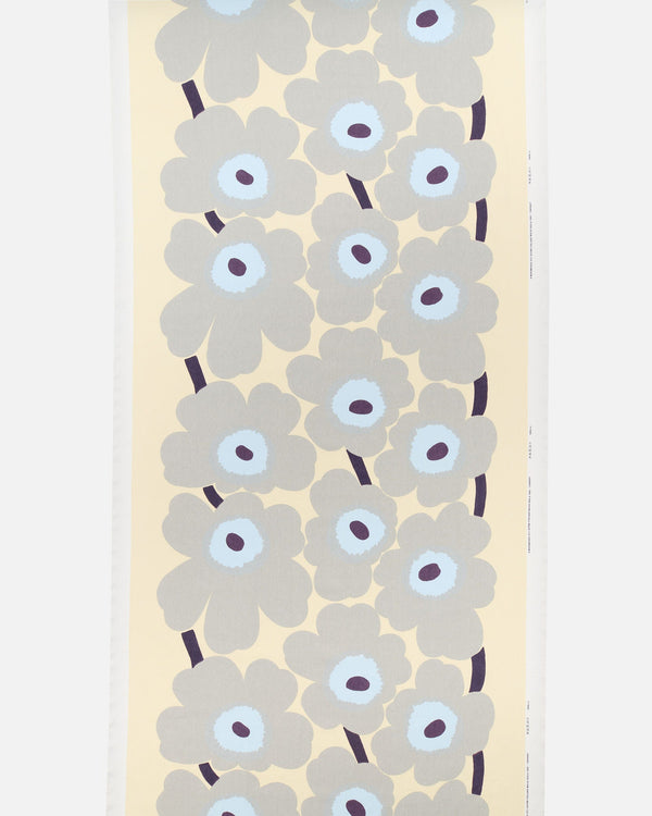 Marimekko Unikko Linen Fabric – Beige / Grey / Light Blue