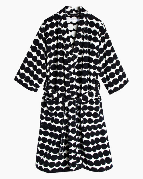 Marimekko Räsymatto Bath Robe – White / Black