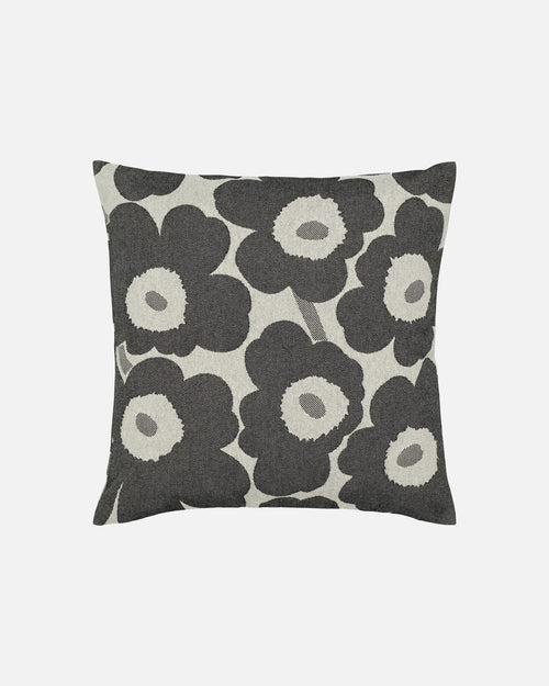 Marimekko Pieni Unikko Cushion Cover 47 x 47 cm – Off-White / Charcoal