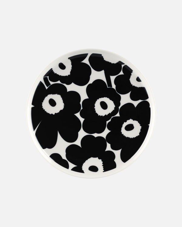 Marimekko Oiva / Unikko Plate 25 cm – White / Black