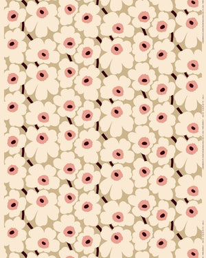 Marimekko Pieni Unikko Cotton Fabric – Beige / Unbleached / Rose