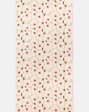 Marimekko Pieni Unikko Cotton Fabric – Beige / Unbleached / Rose