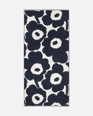 Marimekko Unikko Bath Towel 70 x 150 cm – Off-White / Dark Blue