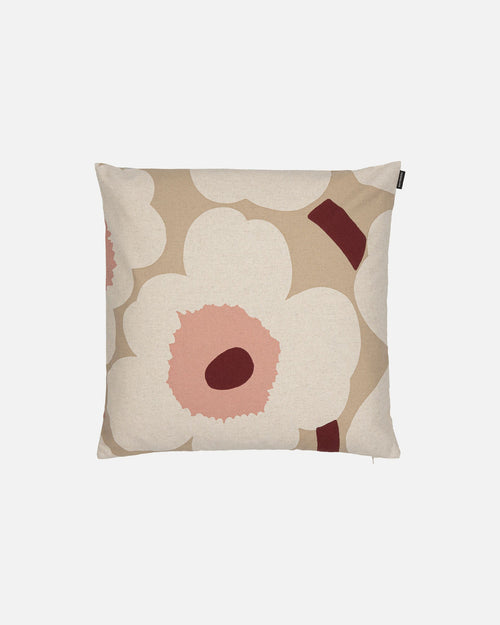 Marimekko Unikko Cushion Cover 50 x 50 cm – Beige / Linen / Rose