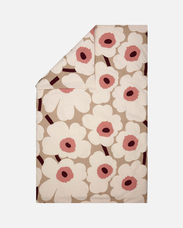 Marimekko Unikko Duvet Cover 210 x 210 cm – Beige / Off-White / Rose