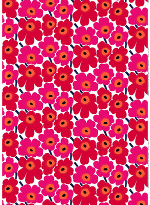 Marimekko Pieni Unikko Cotton Fabric – White / Red
