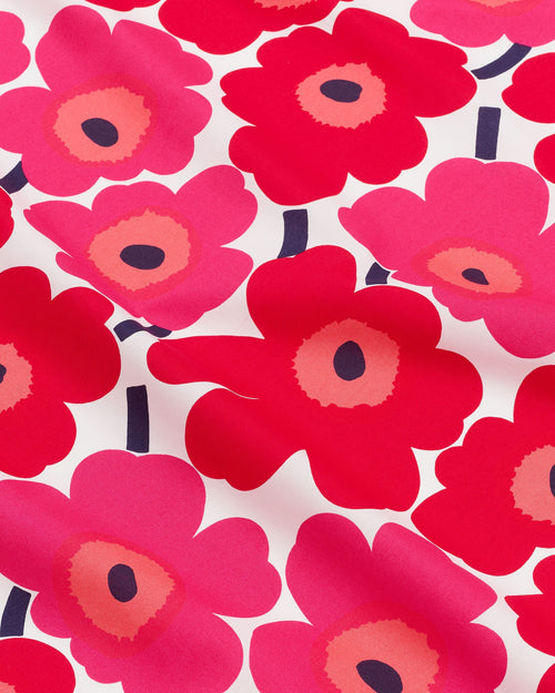 Marimekko Pieni Unikko Cotton Fabric – White / Red
