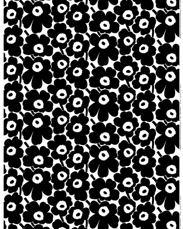 Marimekko Pieni Unikko Cotton Fabric – White / Black