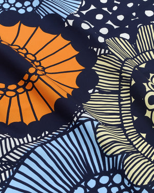 Marimekko Siirtolapuutarha Cotton Fabric – White / Light Yellow / Orange