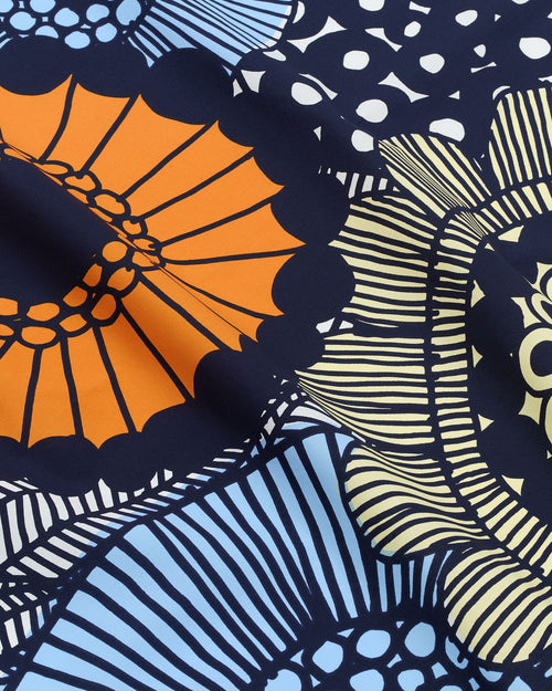 Marimekko Siirtolapuutarha Cotton Fabric – White / Light Yellow / Orange