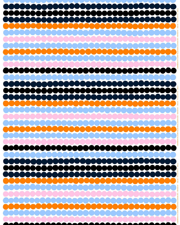 Marimekko Räsymatto Cotton Fabric – White / Light Blue / Orange
