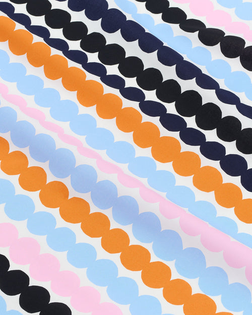 Marimekko Räsymatto Cotton Fabric – White / Light Blue / Orange