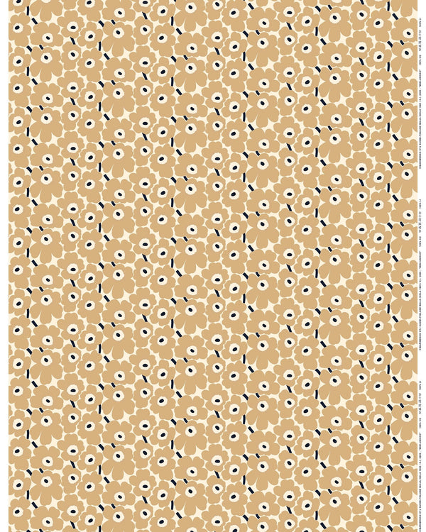 Marimekko Mini Unikko Cotton Fabric – White / Beige / Dark Blue