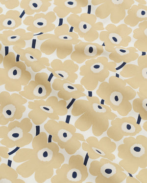 Marimekko Mini Unikko Cotton Fabric – White / Beige / Dark Blue